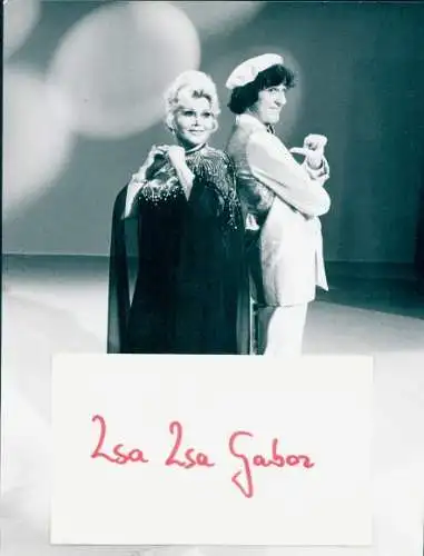 Foto Schauspielerin Zsa Zsa Gabor, Schauspieler Ilja Richter, Portrait, Autogramm