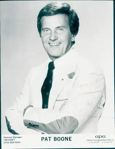 Foto Sänger Pat Boone, Portrait, Autogramm