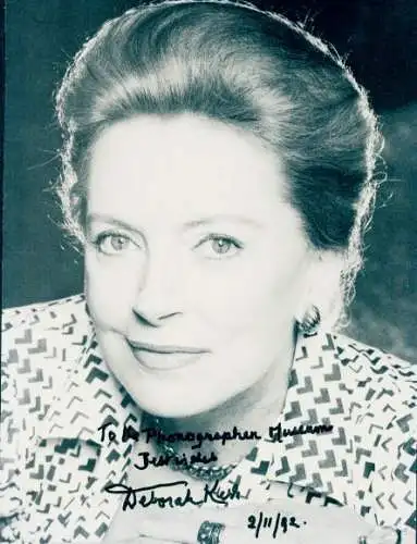 Foto Schauspielerin Deborah Kerr, Portrait, Autogramm