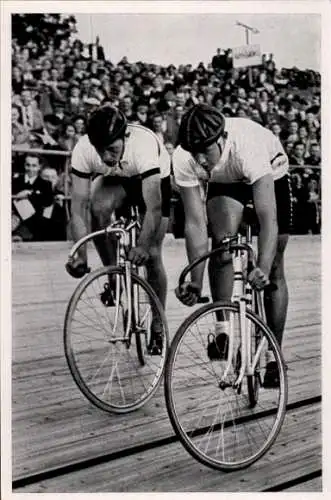 Sammelbild Olympia 1936, Bahnradsport, Start zum 1000m Malfahren, Toni Merkens, Sellinger