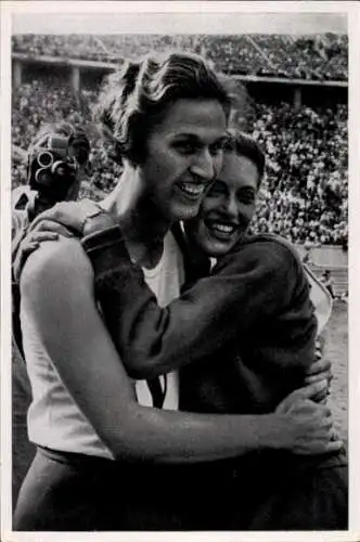 Sammelbild Olympia 1936, US Amerikanische Athletinnen Helen Stephens und Alice Arden