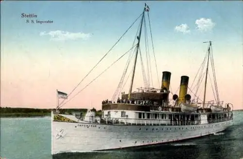 Ak Szczecin Stettin Pommern, Dampfer SS Imperator, Reederei Braeunlich