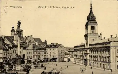 Ak Warszawa Warschau Polen, Schloss mit Denkmal König Siegmunds