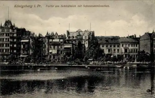 Ak Kaliningrad Königsberg Ostpreußen, Schlossteich, Schwanenhäuschen