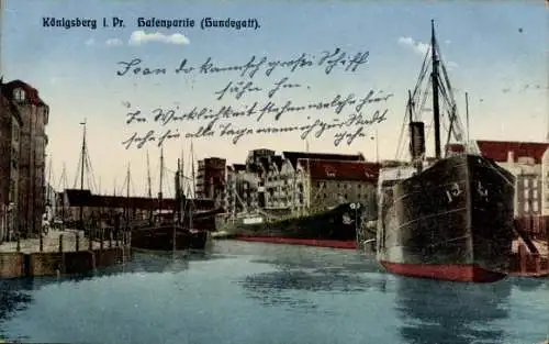 Ak Kaliningrad Königsberg Ostpreußen, Hafen, Dampfer, Hundegatt