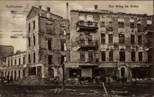 Ak Tschernyschewskoje Eydtkuhnen Ostpreußen, Zerstörte Häuser, Kriegszerstörungen, I WK