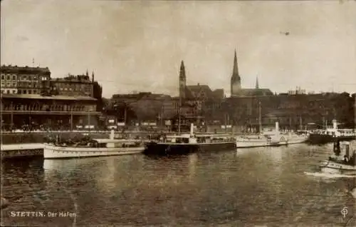 Ak Szczecin Stettin Pommern, Hafen