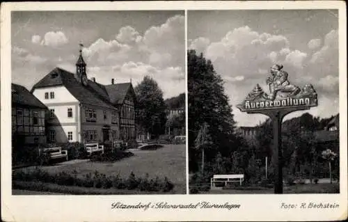 Ak Sitzendorf in Thüringen, Kuranlagen, Wegweiser Kurverwaltung