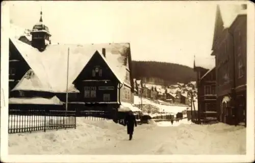 Ak Lauscha in Thüringen, Ortspartie, Winter