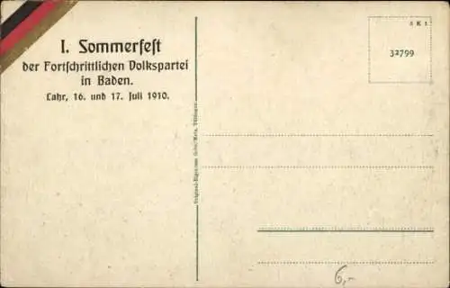 Ak Lahr im Schwarzwald, Ortsansicht, Sommerfest d. Fortschrittlichen Volkspartei 1910