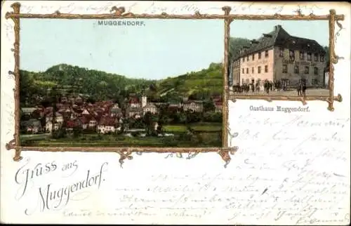 Passepartout Ak Muggendorf Wiesenttal Fränkische Schweiz, Gesamtansicht, Gasthaus Muggendorf