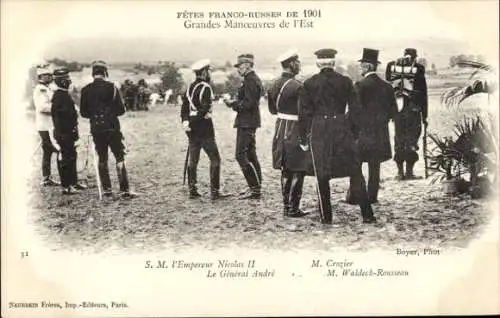 Ak Fetes Franco Russes de 1901, Grandes Manoeuvres de l'Est 1901, Zar Nikolaus II. von Russland