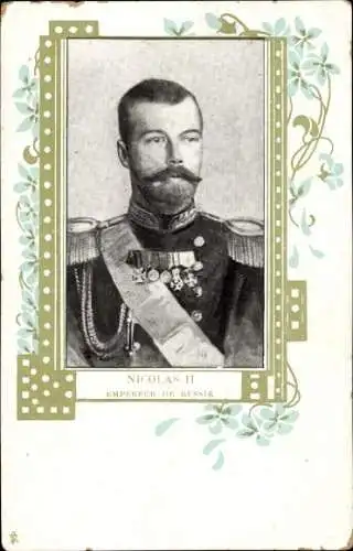 Passepartout Ak Zar Nikolaus II. von Russland, Portrait