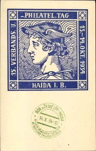 Briefmarken Ak Nový Bor Haida Reg Reichenberg, 15. Philatelistentag 1934