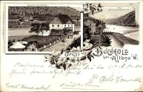 Litho Buchholz Altena in Westfalen, Gasthaus, Wehr