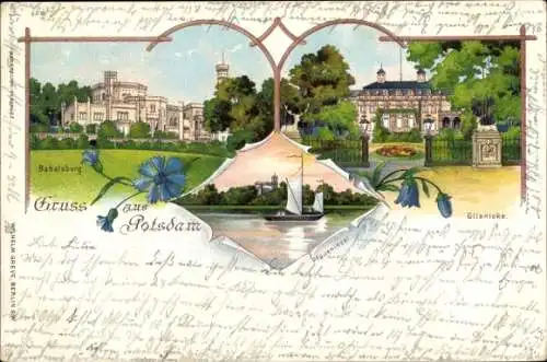 Litho Potsdam, Schloss Babelsberg, Glienicke, Pfaueninsel