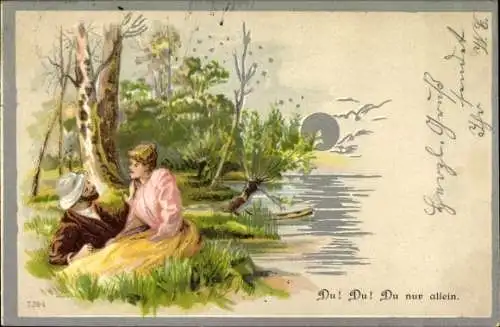 Litho Liebespaar im Wald, Sonnenschein, Du nur allein