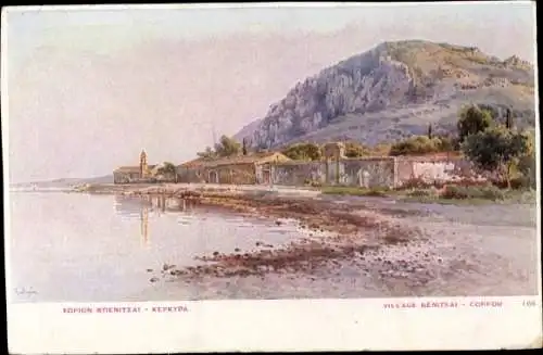 Künstler Ak Korfu Griechenland, Village Benitsai