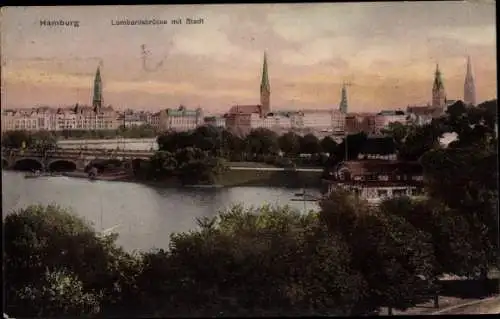 Ak Hamburg Mitte Altstadt, Lombardsbrücke, Stadt, Gesamtansicht