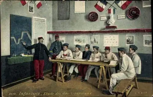 Ak Französische Soldaten, Infanterie beim Unterricht
