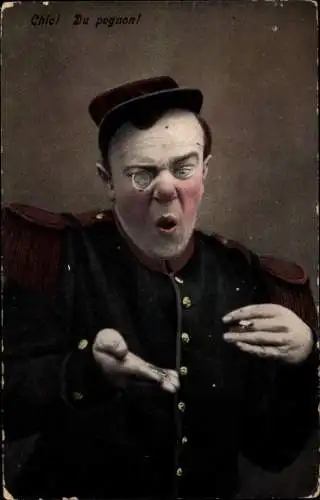 Ak Französischer Soldat mit Monokel und Zigarette