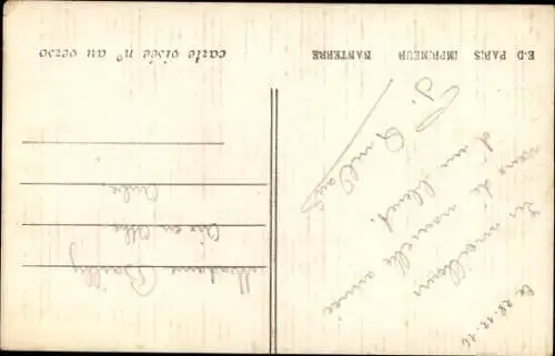 Ak Französischer Soldat schreibt einen Brief