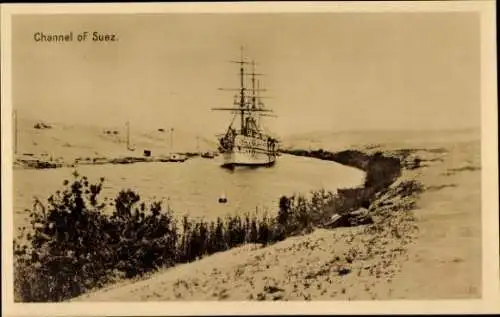 Ak Suez Ägypten, Suez-Kanal, Schiff