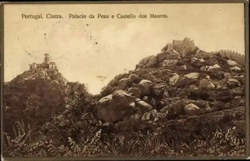 Ak Sintra Cintra Portugal, Palacio da Pena e Castello dos Mauros