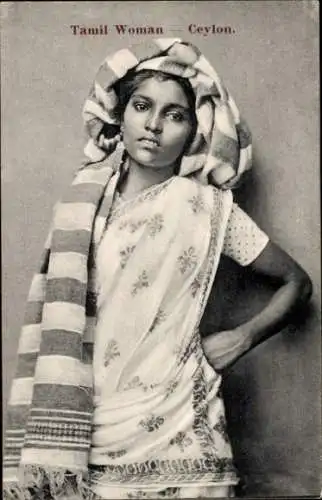 Ak Ceylon Sri Lanka, Tamil Woman, Portrait
