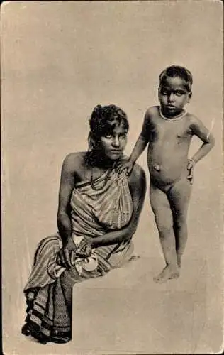 Ak Colombo Ceylon Sri Lanka, Tamil Frau mit Kind
