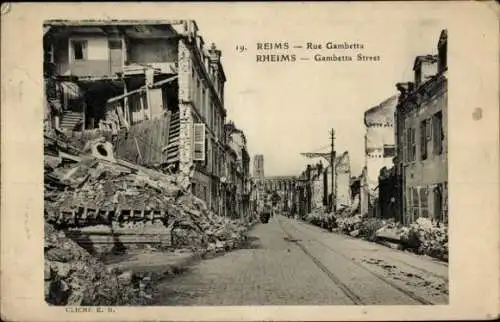 Ak Reims Marne, Gambetta Straße
