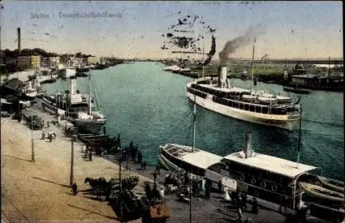 Ak Szczecin Stettin Pommern, Dampfschiffsbollwerk