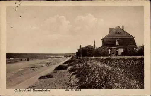 Ak Sarbinowo Ostseebad Sorenbohm Pommern, Partie am Strand, Haus