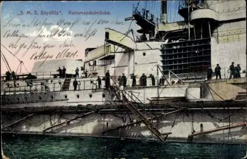Ak Deutsches Kriegsschiff, SMS Seydlitz, Kommandobrücke, Kaiserliche Marine