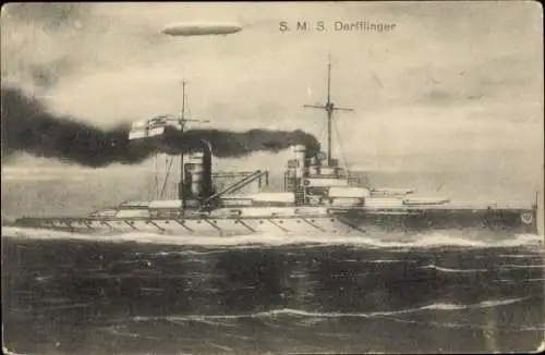 Ak Deutsches Kriegsschiff, SMS Derfflinger, Marineluftschiff, Kaiserliche Marine