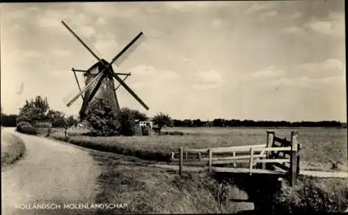 Ak Niederländische Mühlenlandschaft, Mühle