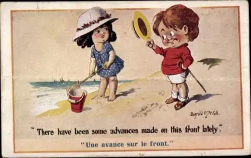 Künstler Ak McGill, Donald, Une avance sur le front, Kinder am Strand