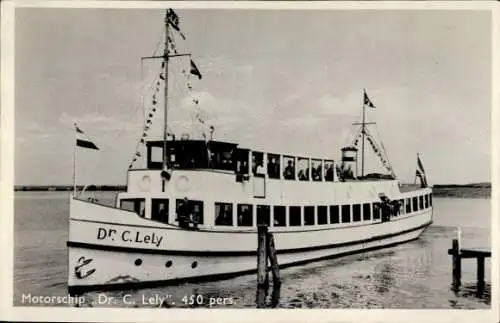 Ak Motorschip Dr. C. Lely, Touristenbetrieb Harderwijk, Rundfahrt Zuiderzeewerke