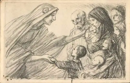 Künstler Ak Steinlen, Frau mit Kindern, Journee Francaise du Secours National, Marianne