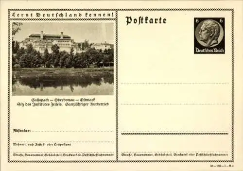 Ganzsachen Ak Gallspach in Oberösterreich, Sitz des Institutes Zeileis