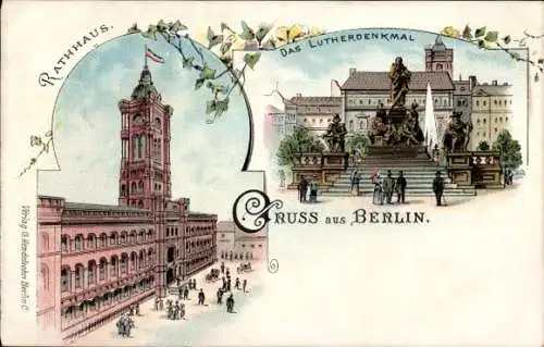 Litho Berlin Mitte, Rathaus, Lutherdenkmal