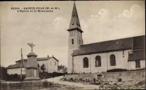 Ak Sainte Pôle Lothringen Meurthe et Moselle, Kirche und Denkmal