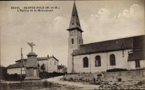 Ak Sainte Pôle Lothringen Meurthe et Moselle, Kirche und Denkmal