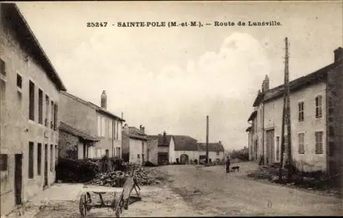 Ak Sainte-Pôle Lothringen Meurthe et Moselle, Route de Lunéville