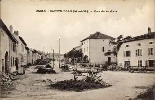 Ak Sainte-Pôle Lothringen Meurthe et Moselle, Route de la Gare