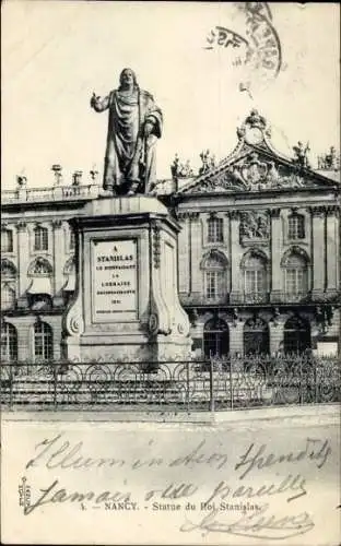 Ak Nancy Meurthe et Moselle, Statue von Roi Stanislas