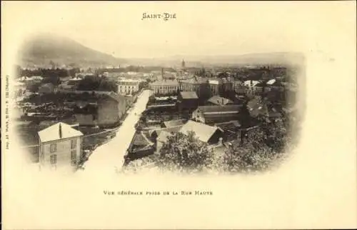 Ak Saint Dié des Vosges, vue generale prise de la Rue Haute