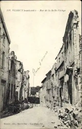 Ak Verdun Meuse, bombardee, Rue de la Belle-Vierge