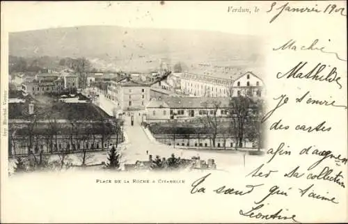 Ak Verdun Meuse, Place de la Roche et Citadelle