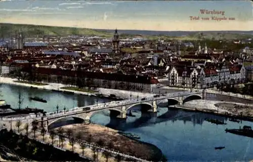 Ak Würzburg am Main Unterfranken, Totalansicht, Blick vom Käppele